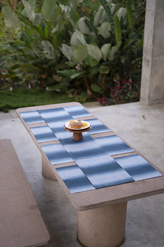 Hand-Dyed Dupion Silk Table Runner With Gradation - Set of 8 Table Mats
