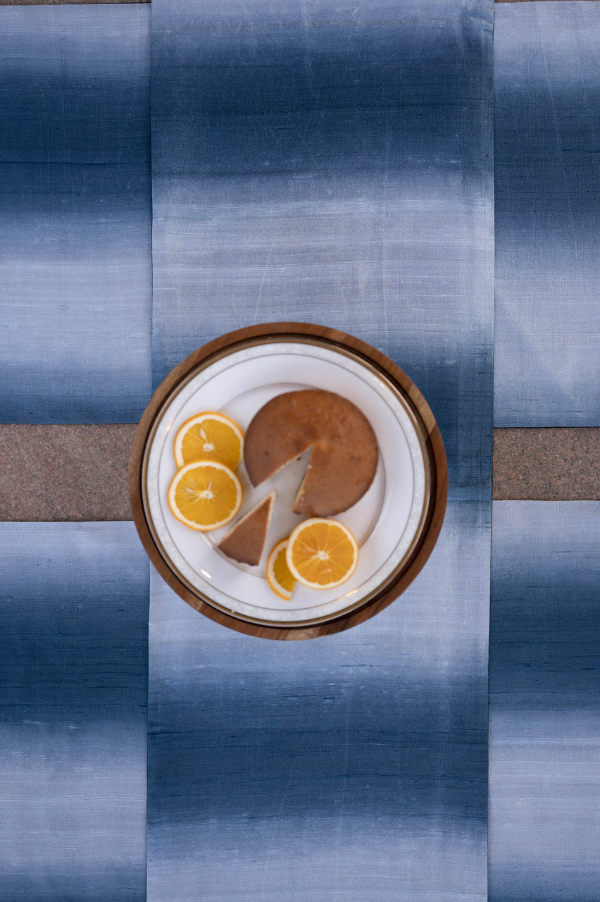 Hand-Dyed Dupion Silk Table Runner With Gradation - Set of 8 Table Mats
