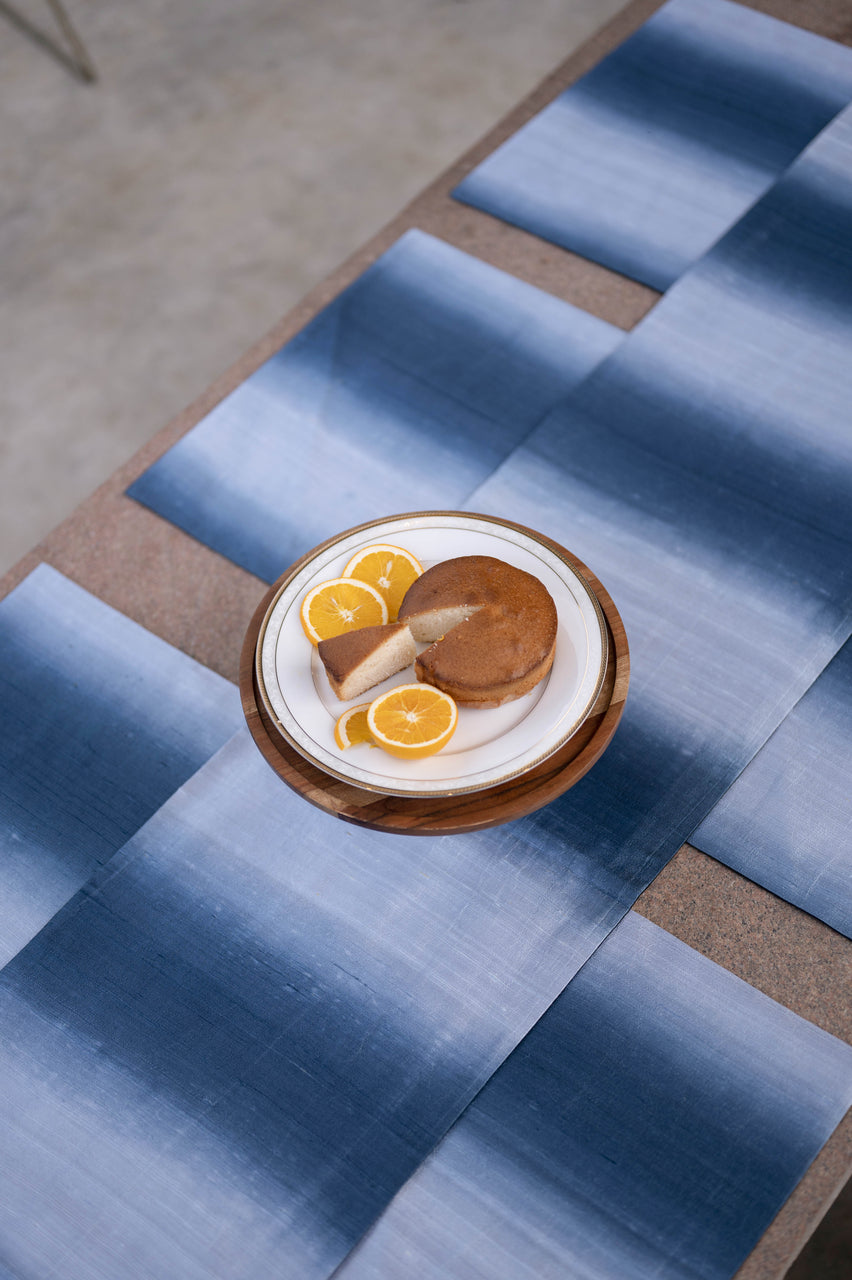 Hand-Dyed Dupion Silk Table Runner With Gradation - Set of 8 Table Mats