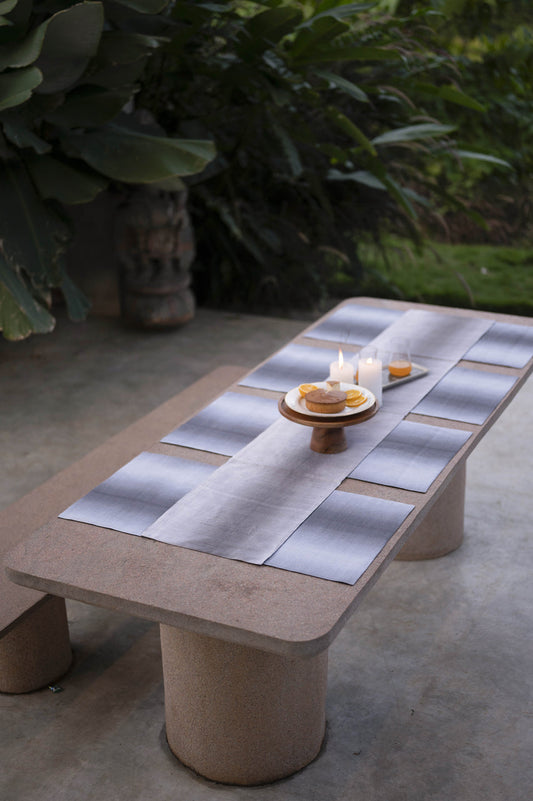 Handwoven Dupion Silk Table Runner Tie-Dye - Set of 8 Table Mats