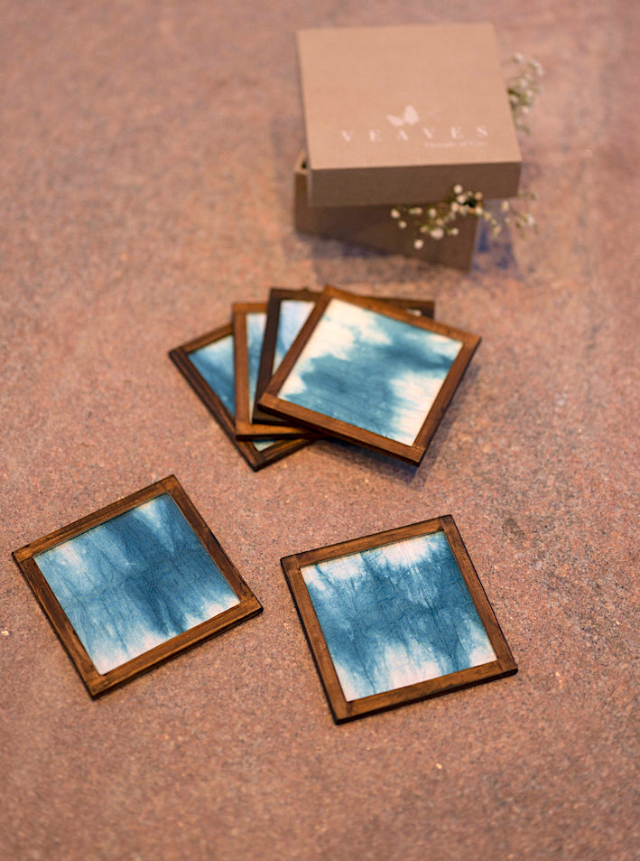 Tie-Dye Dupion Silk Napkin With Holder - Set of 2