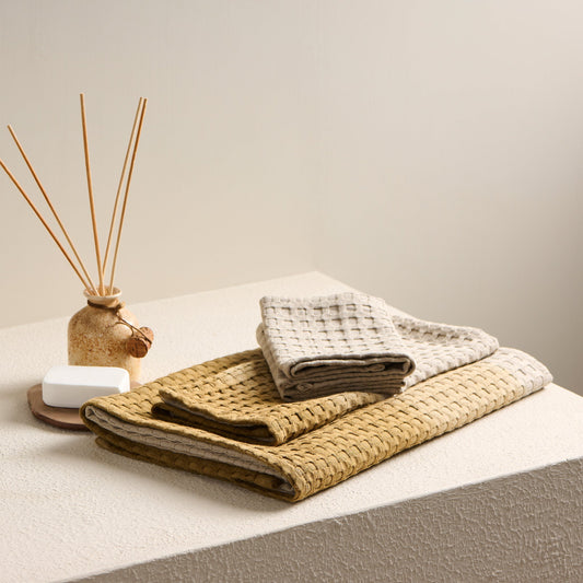 Cotton Bamboo Waffle Towel - Dip Dye Bath Set