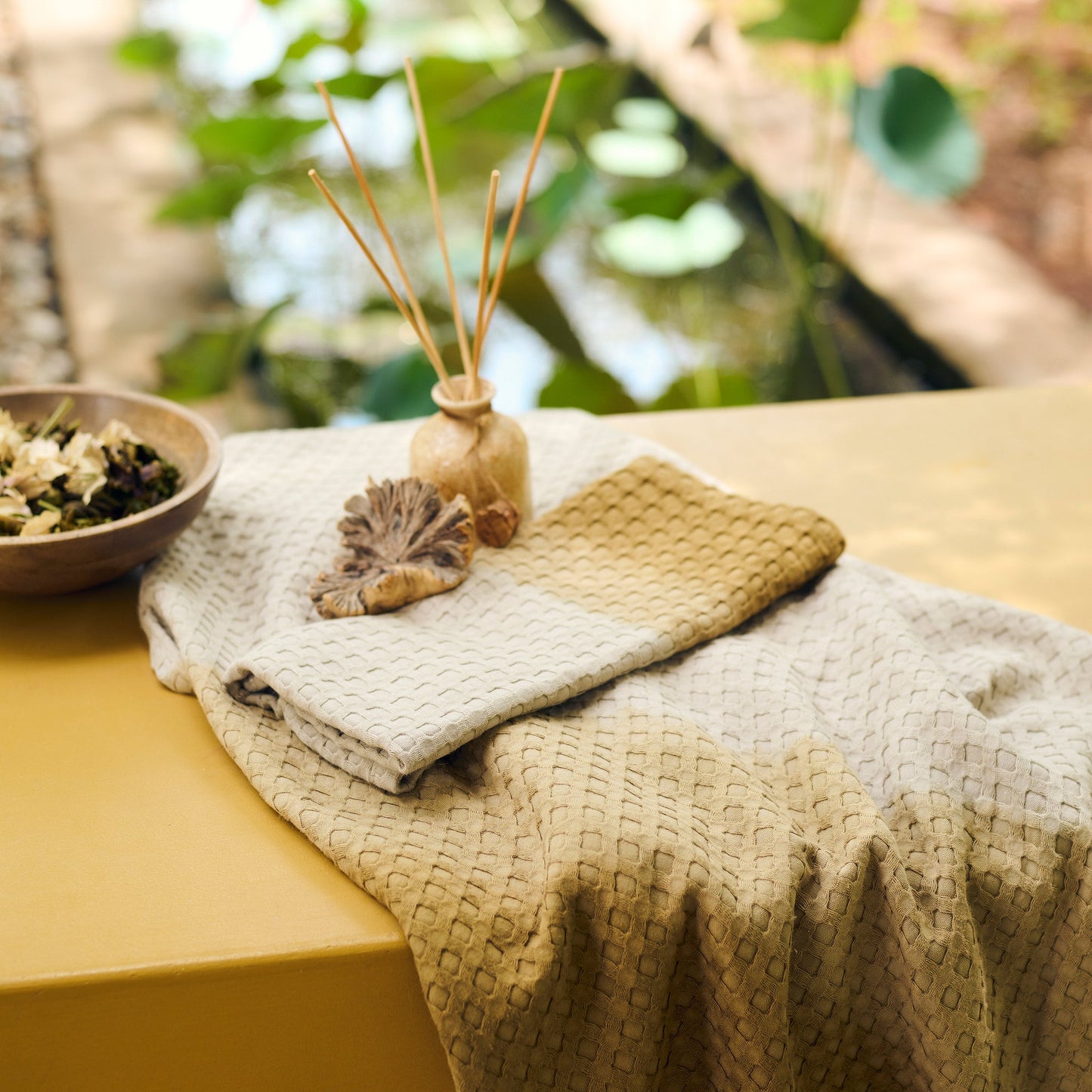 Cotton Bamboo Waffle Towel - Dip Dye Bath Set