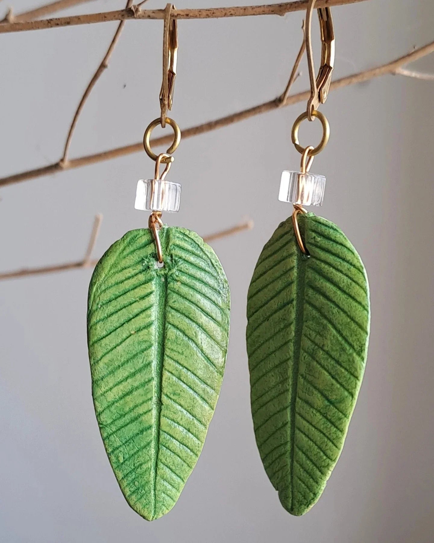 Crystal Guava Leaf Earring