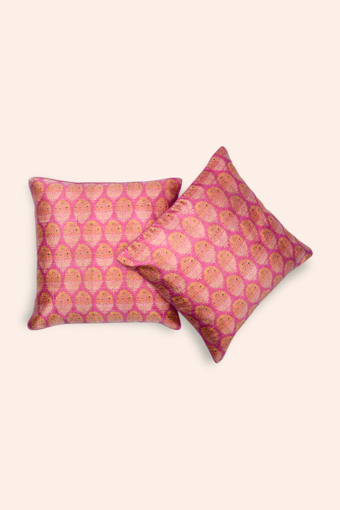 Handwoven Dupion Silk Cushion Cover - Multi Colour Print, 1 Pc