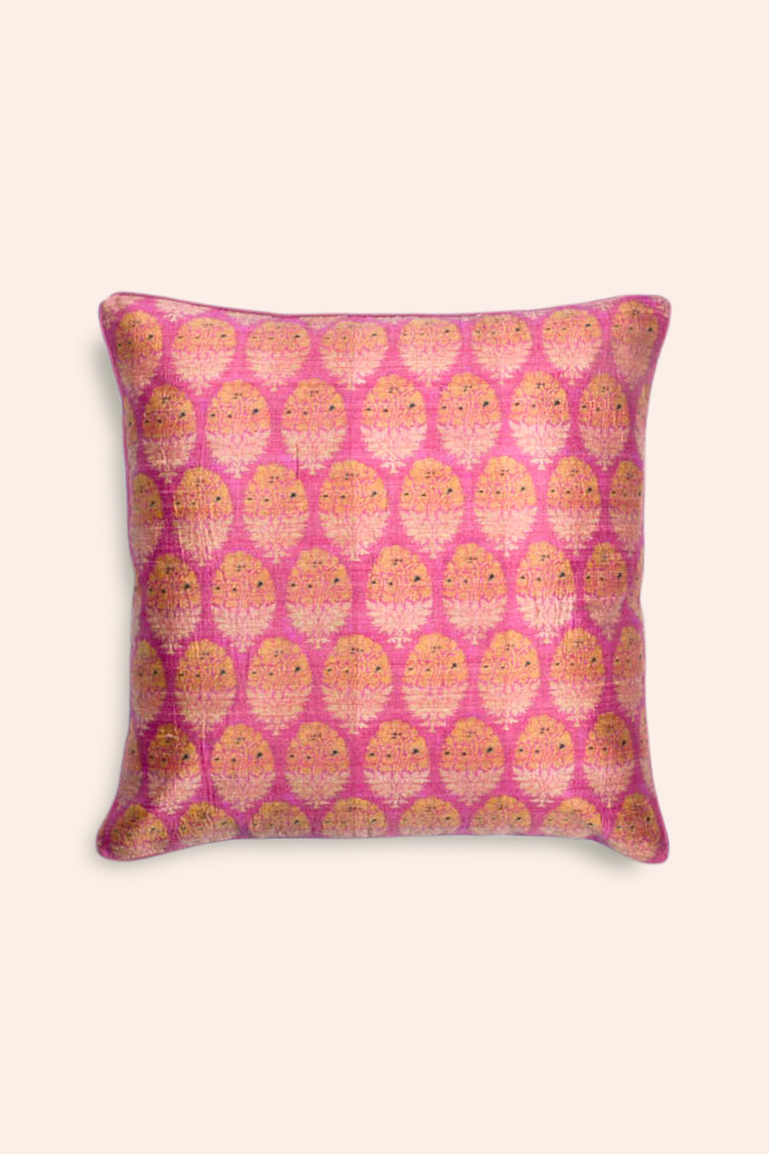 Handwoven Dupion Silk Cushion Cover - Multi Colour Print, 1 Pc