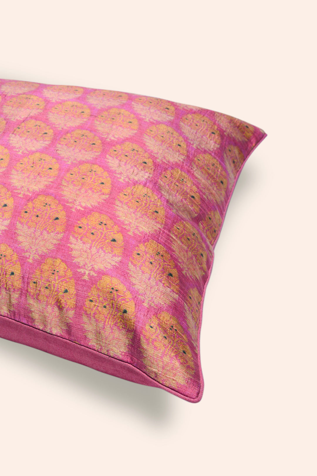 Handwoven Dupion Silk Cushion Cover - Multi Colour Print, 1 Pc