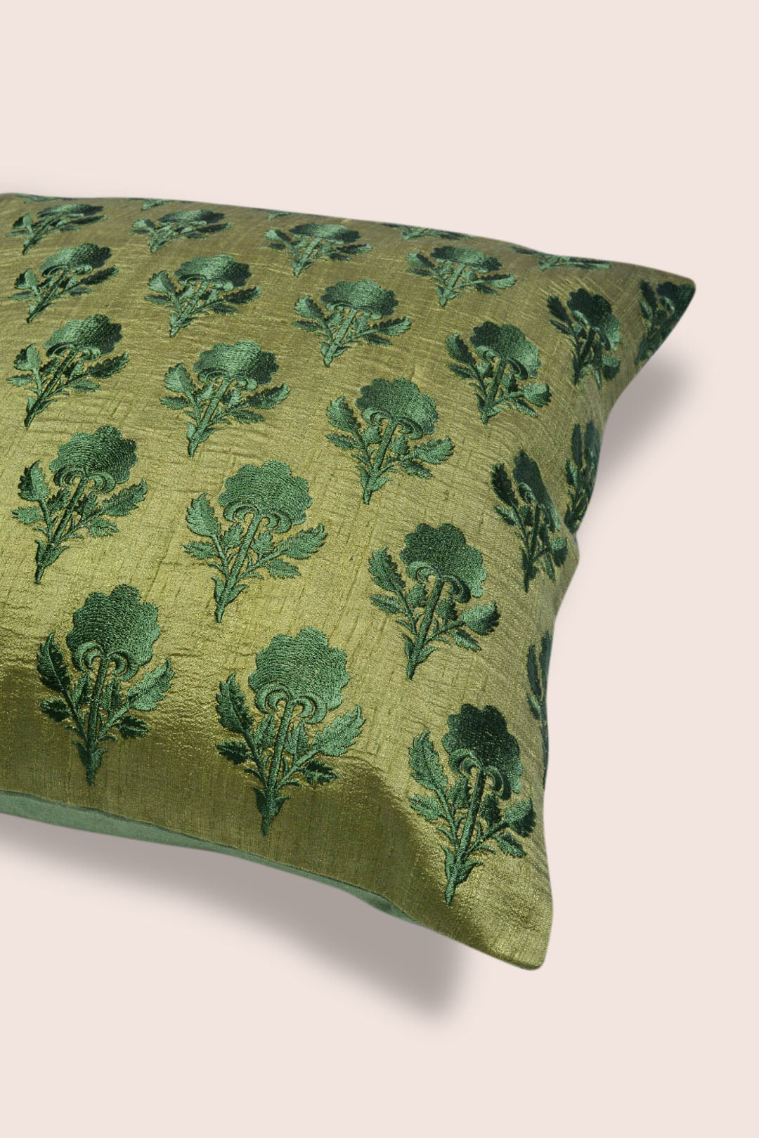 Embroidered Dupion Silk Cushion Cover - Morris Floral