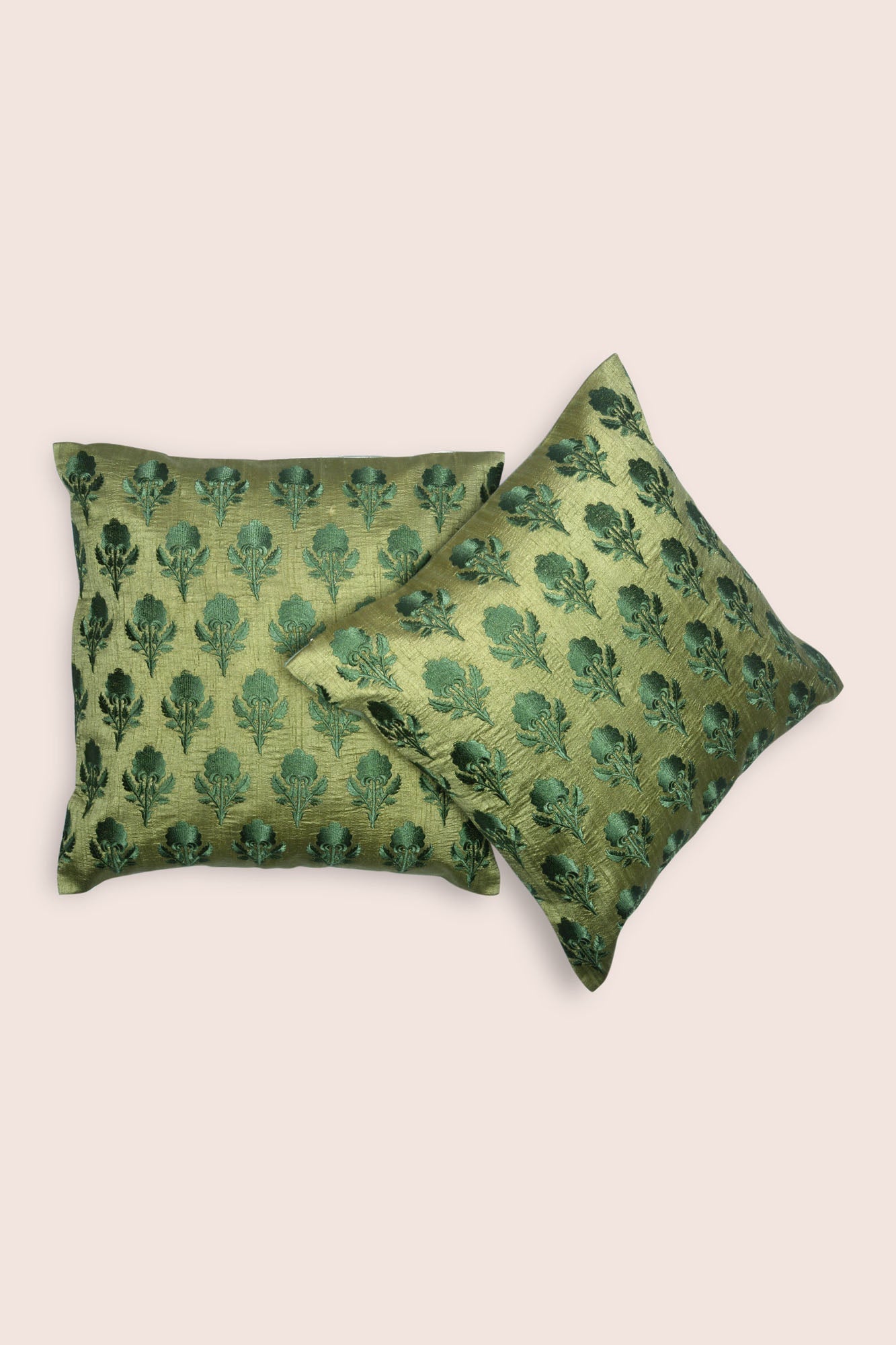 Embroidered Dupion Silk Cushion Cover - Morris Floral