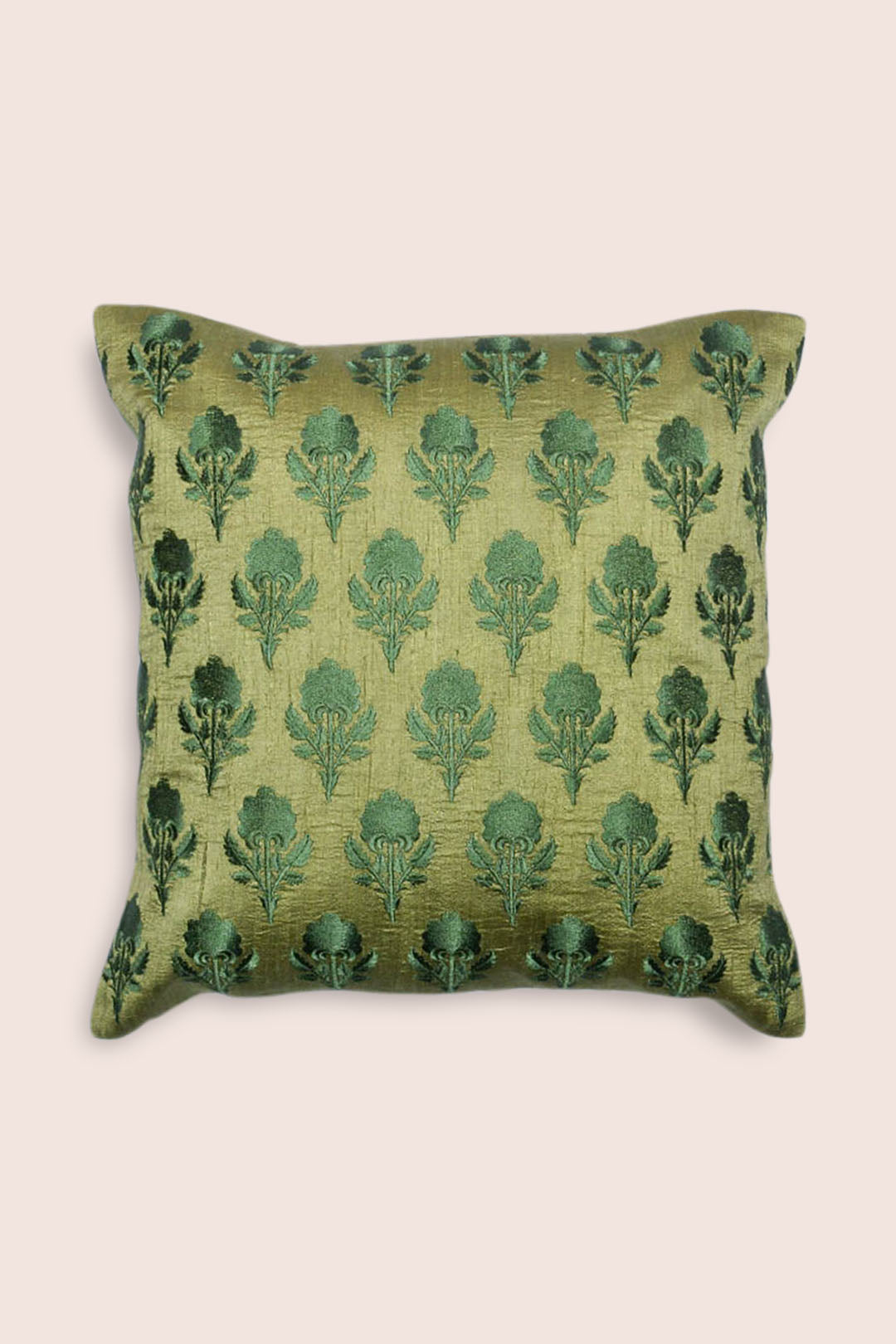 Embroidered Dupion Silk Cushion Cover - Morris Floral
