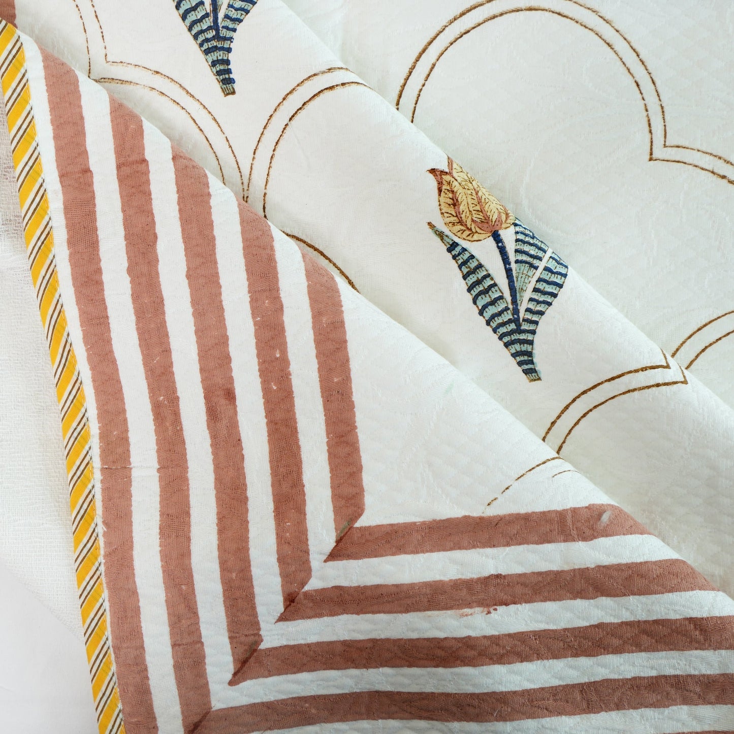 Bedsheet | Cotton Handblock Jaquard Quilted | Set of 3