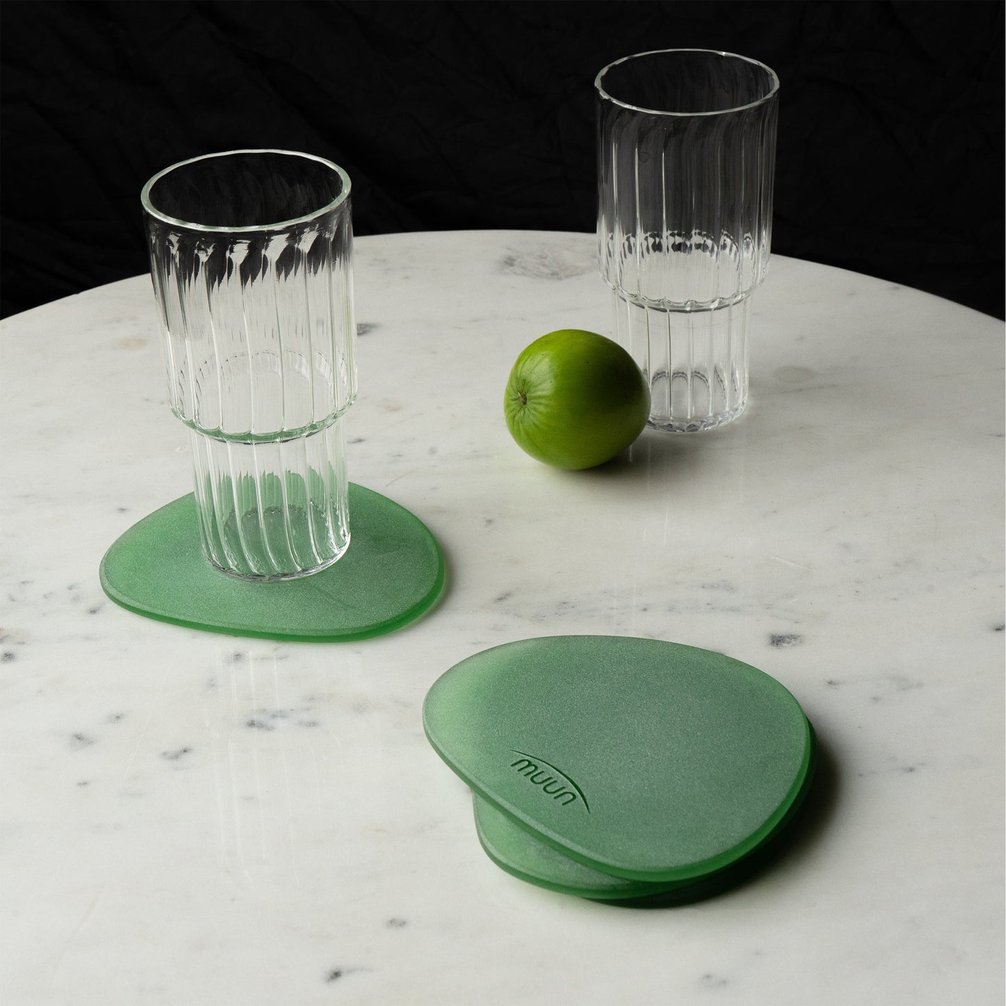 Frosted Glass Coasters Pebble Shape - Set of 4, 3 Colours