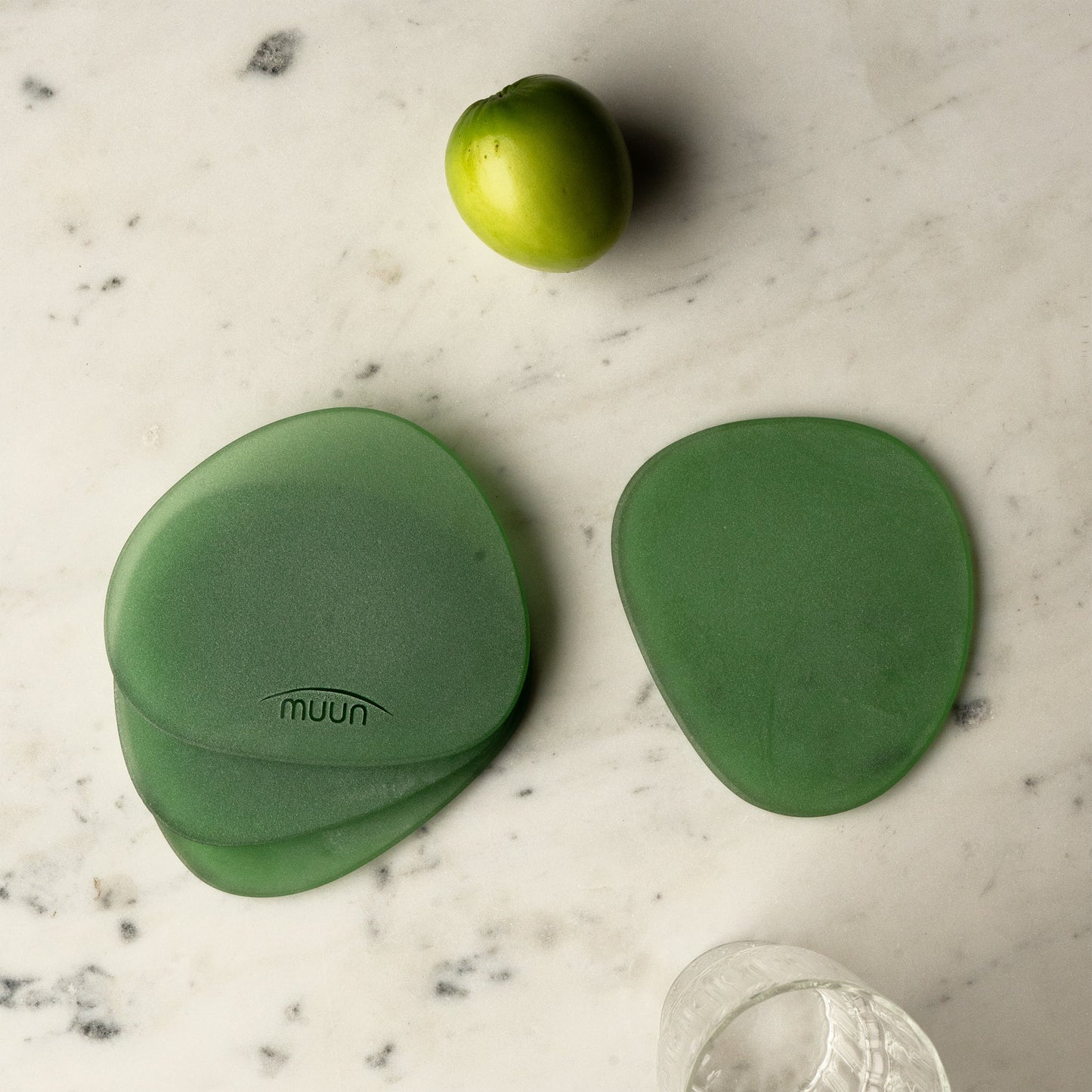 Frosted Glass Coasters Pebble Shape - Set of 4, 3 Colours