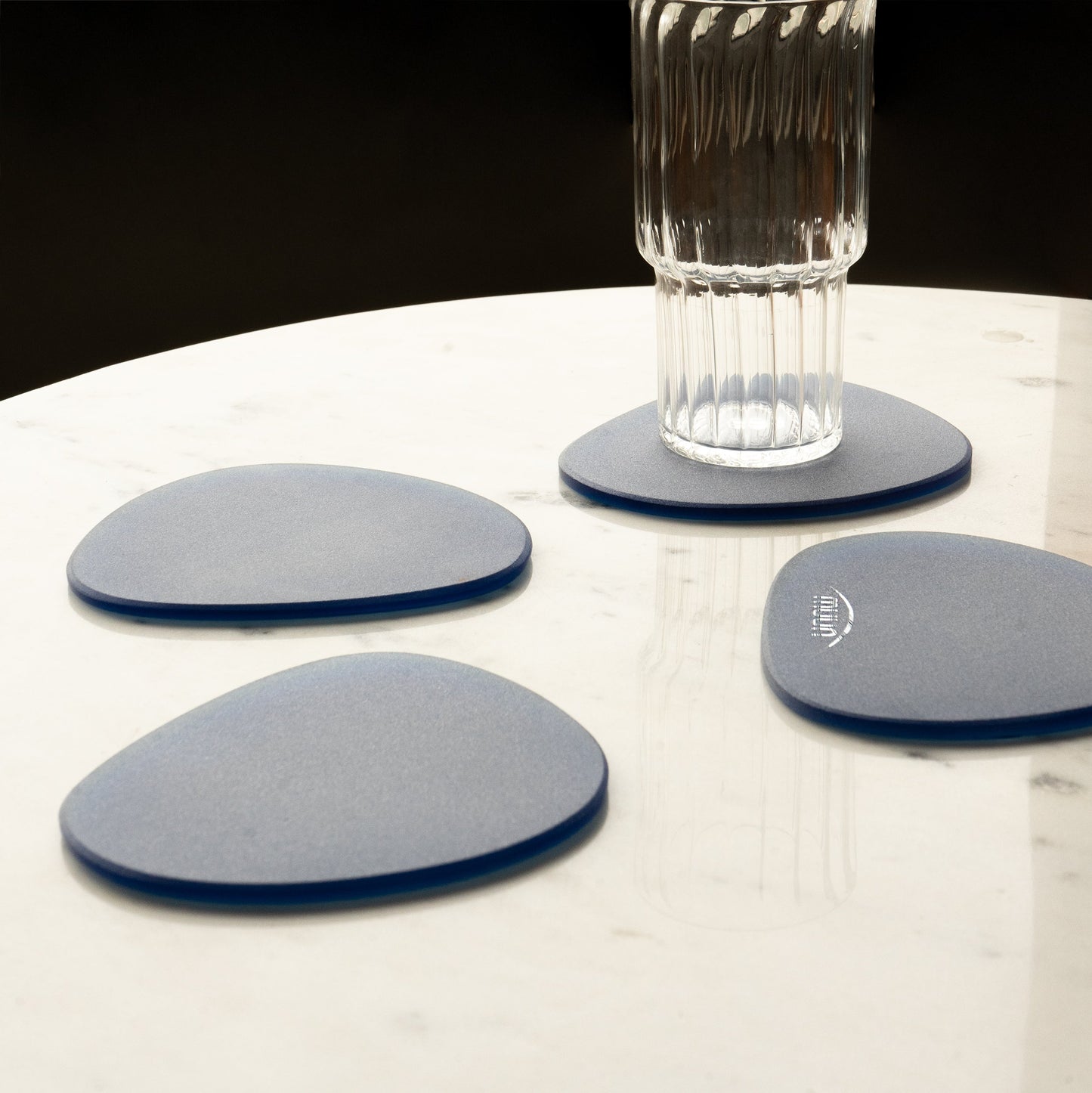 Frosted Glass Coasters Pebble Shape - Set of 4, 3 Colours