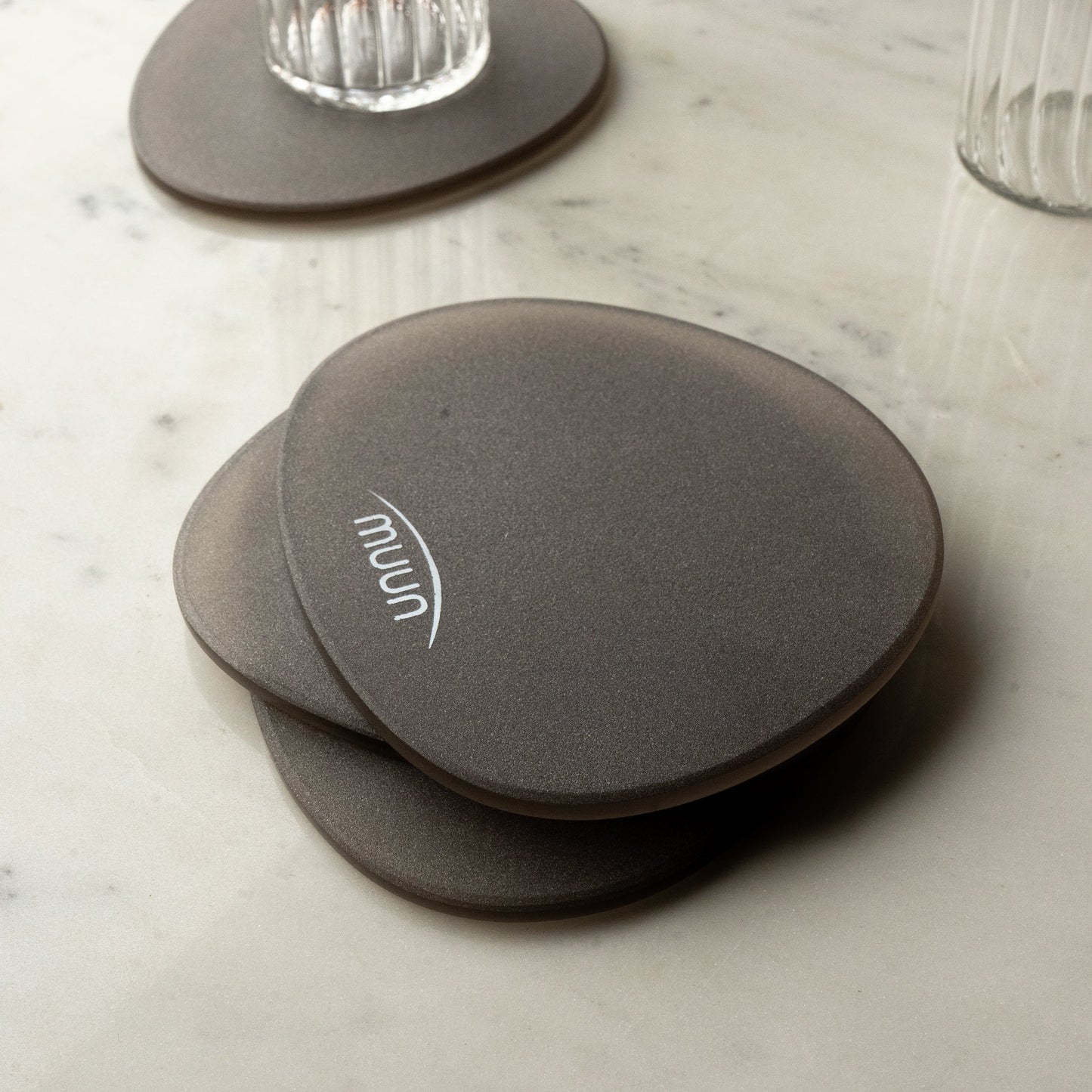 Frosted Glass Coasters Pebble Shape - Set of 4, 3 Colours
