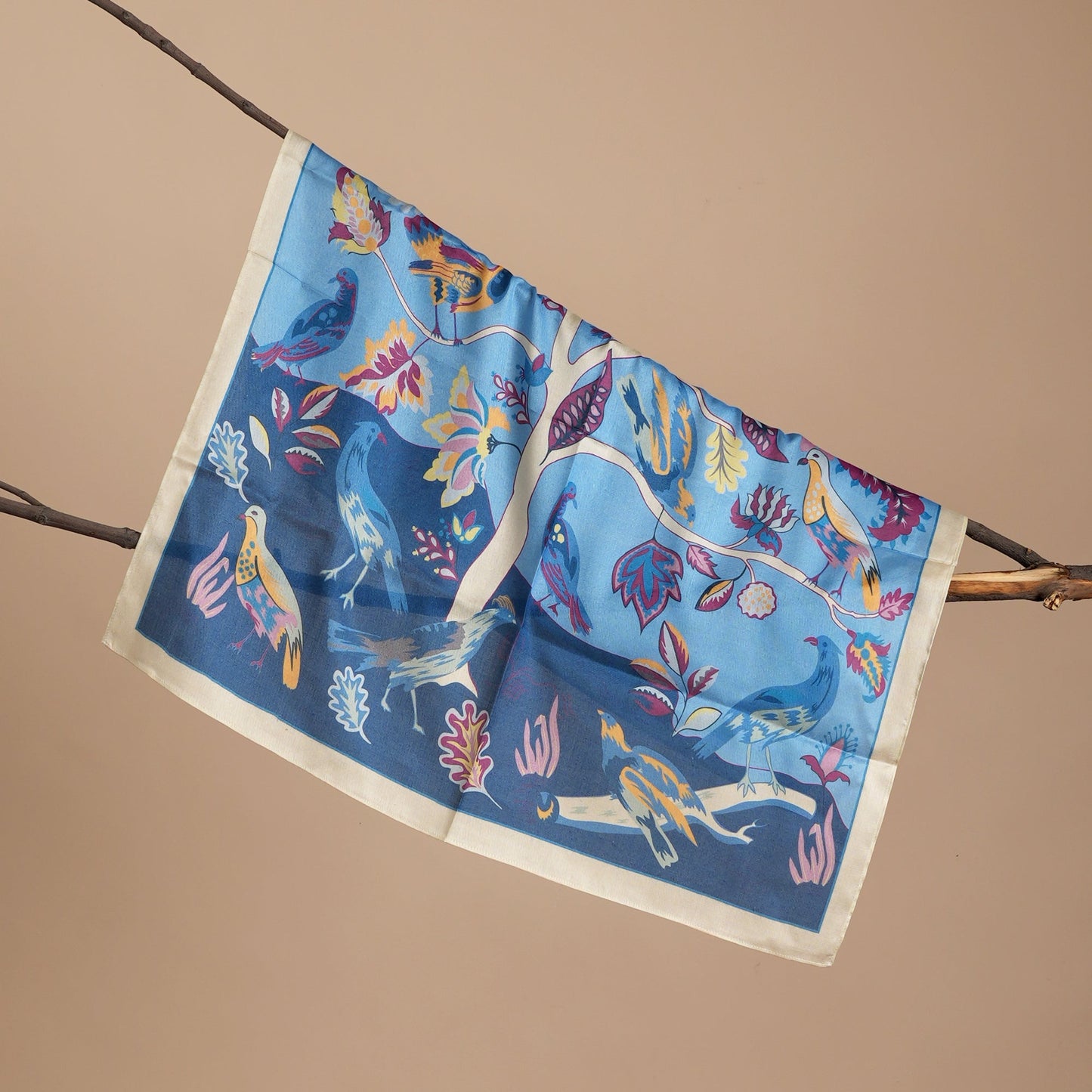 Scarf | Mulberry Silk Bird Song | Blue