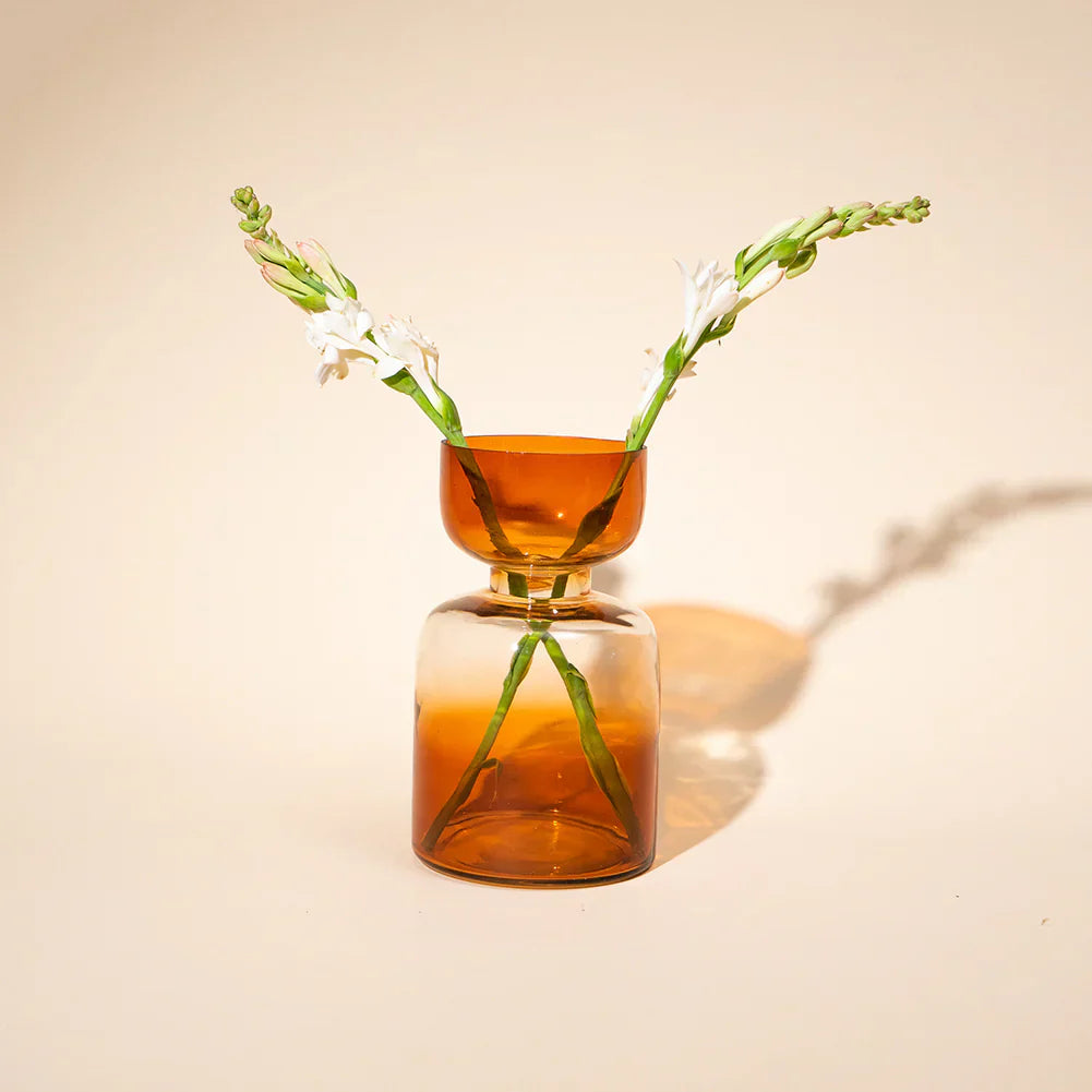 Handblown Tinted Glass Vase - Haze Brown, Largemouth, Two Sizes