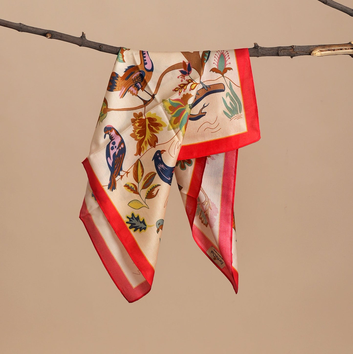 Scarf | Mulberry Silk Bird Song | Red