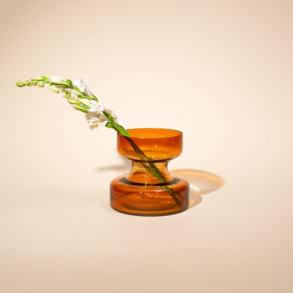 Handblown Tinted Glass Vase - Haze Brown, Largemouth, Two Sizes