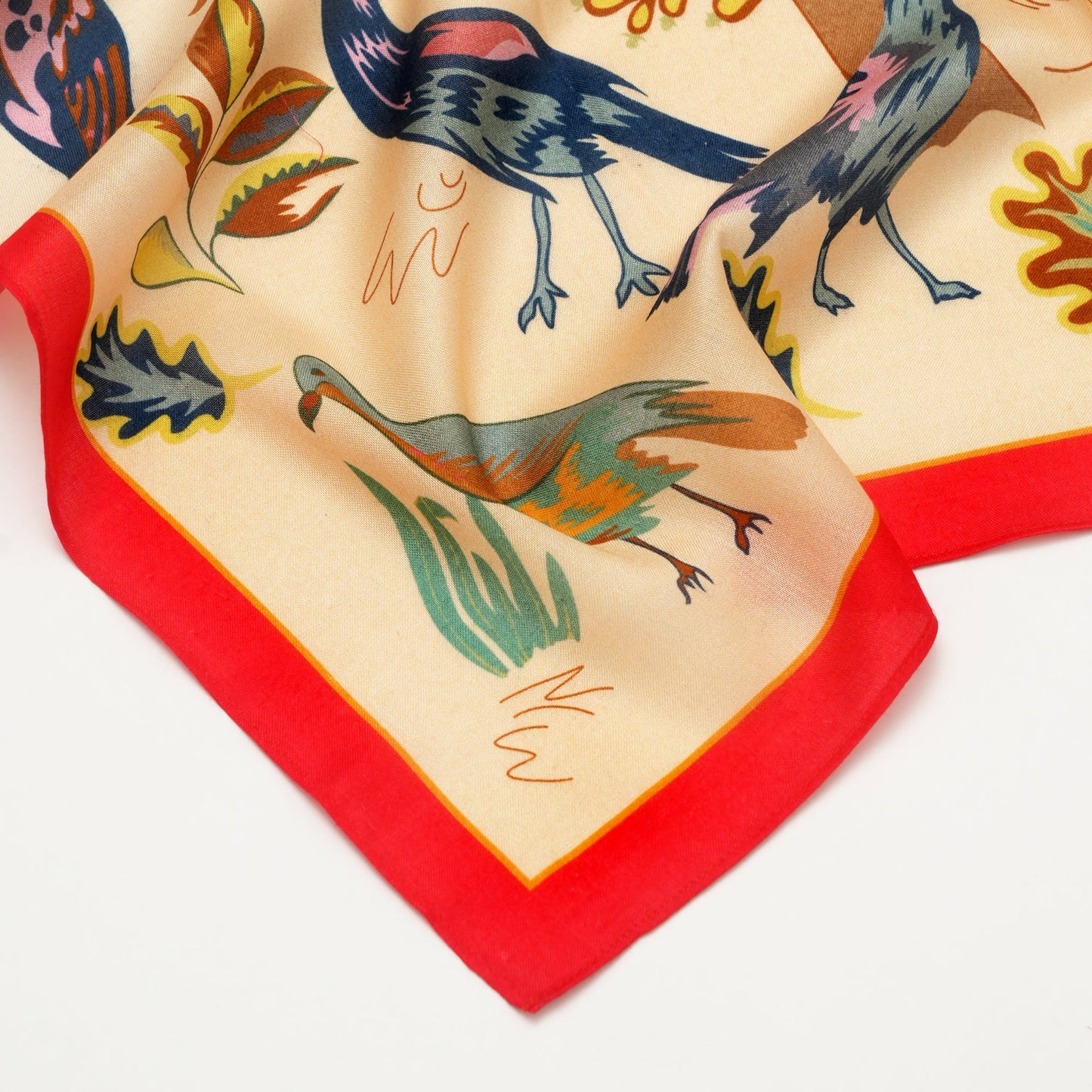Scarf | Mulberry Silk Bird Song | Red