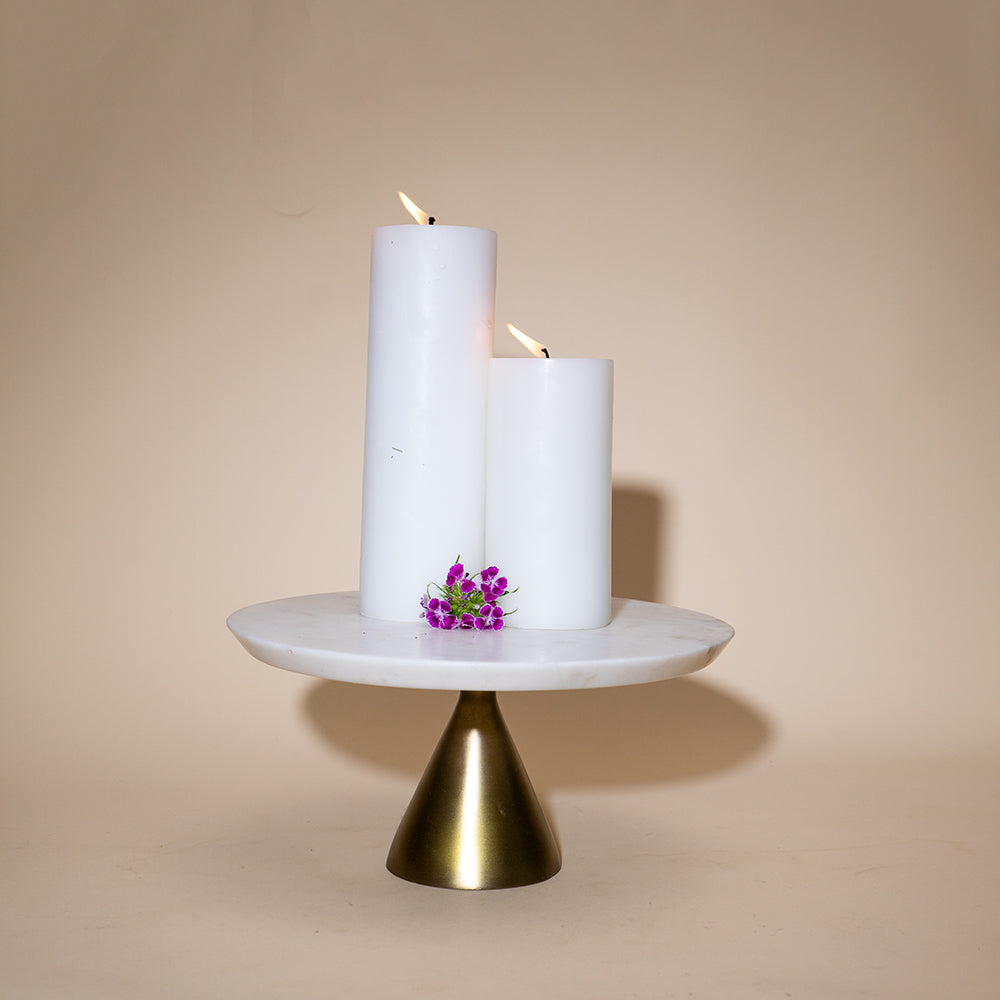 White Marble Cake Stand With Gold Base