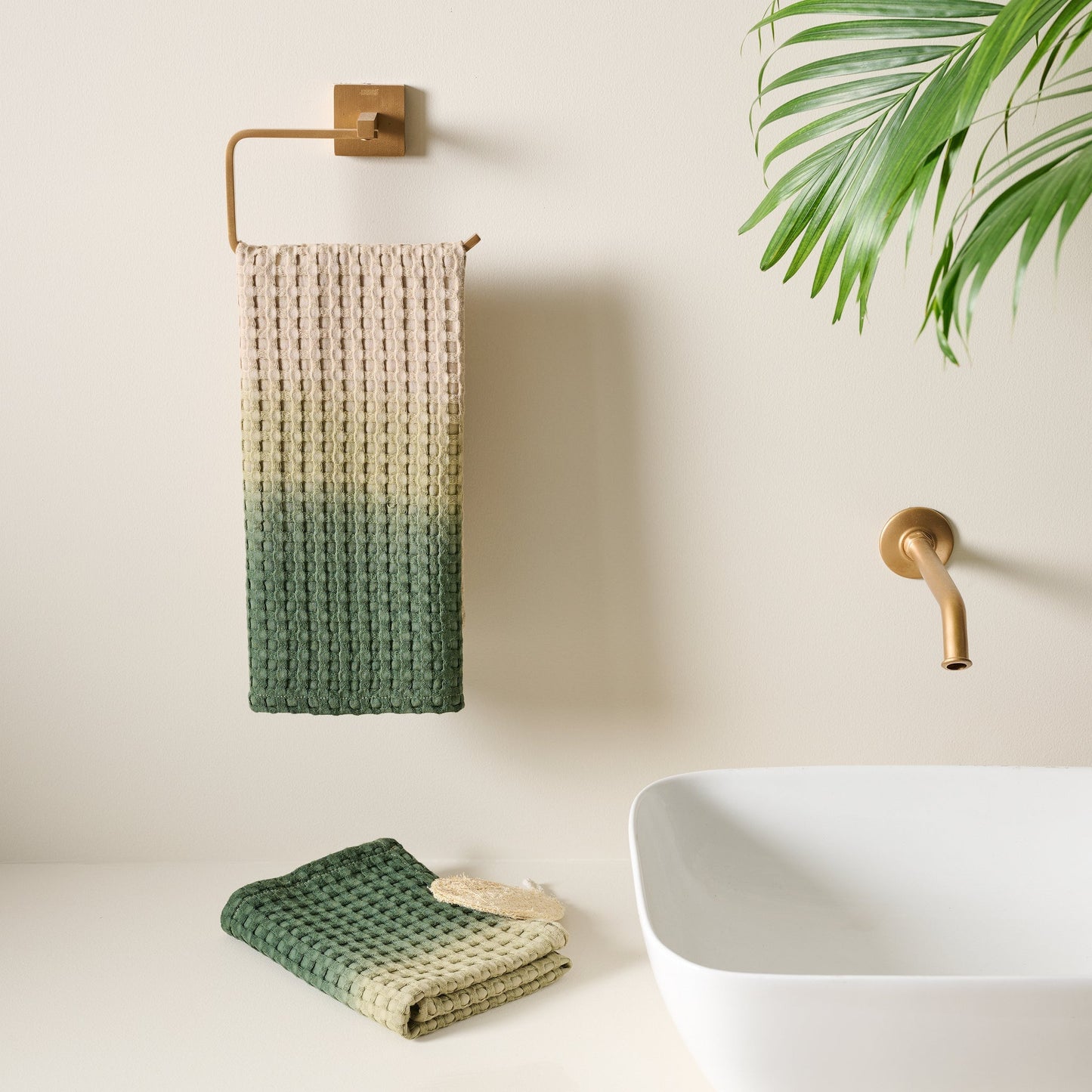 Cotton Bamboo Waffle Towel Hand - Dip Dye