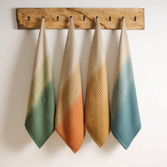 Cotton Bamboo Waffle Towel - Dip Dye, Sustainable