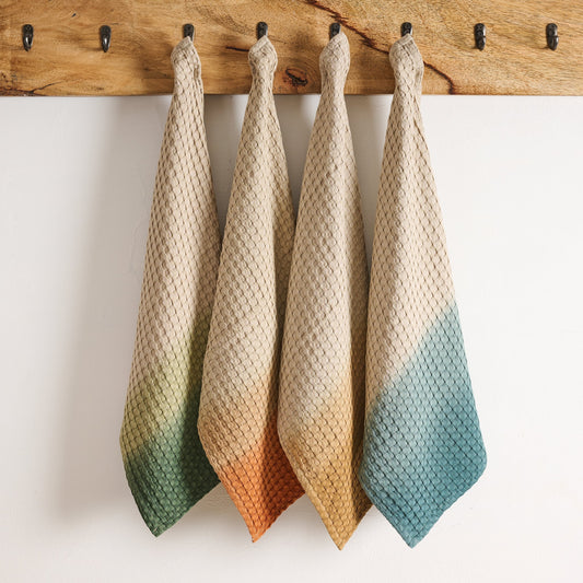 Cotton Bamboo Waffle Towel Hand - Dip Dye