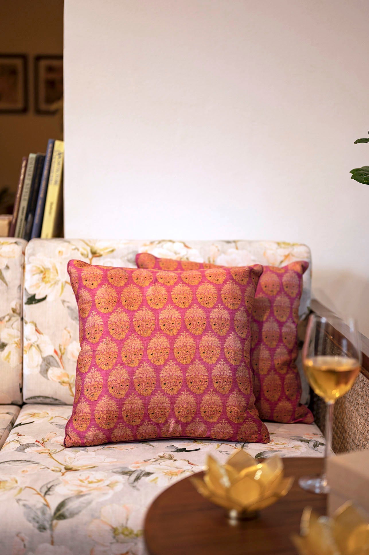 Handwoven Dupion Silk Cushion Cover - Multi Colour Print, 1 Pc