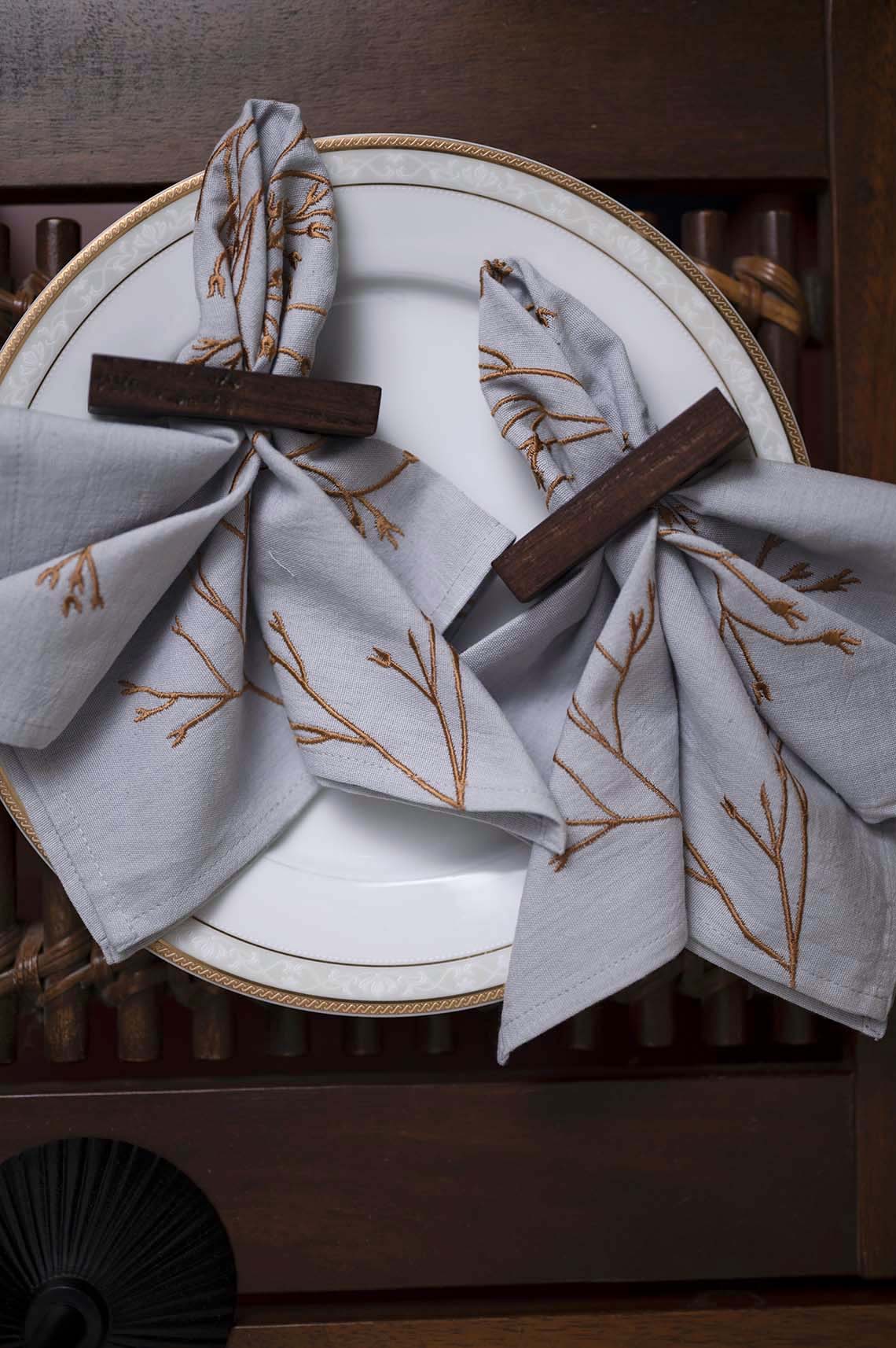 Handmade Natural Wood Rectangular Napkin Ring - Set of 2