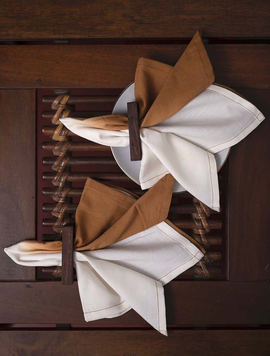 Handwoven Cotton Napkins - Set of 2, Gradation Dye, Dual Tones