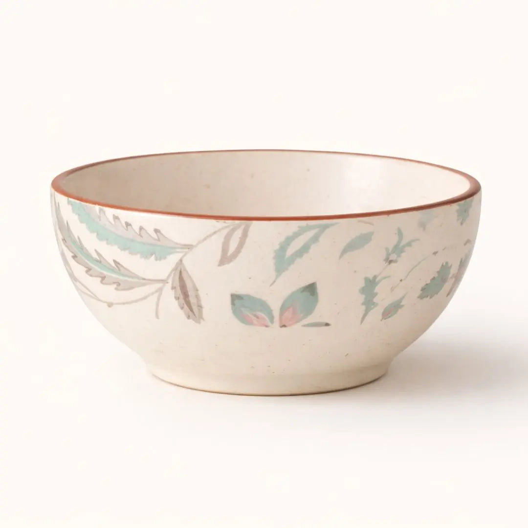 Handcrafted Stoneware Serving Bowl - 3 Inch, Blue Bougainvillea Design