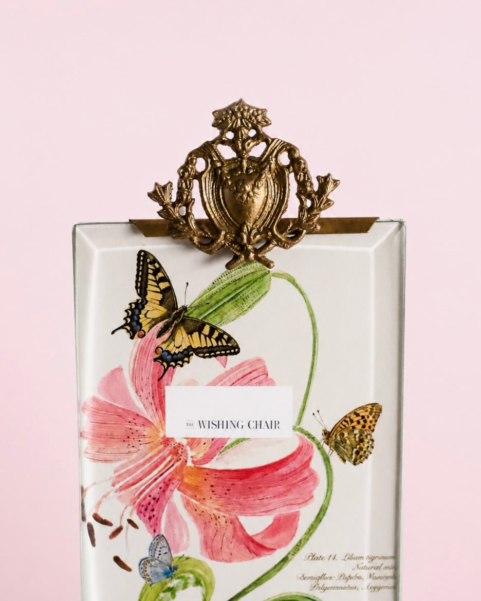 Photo Frame | Brass Glass Ornate Crest | 4 x 6 inch