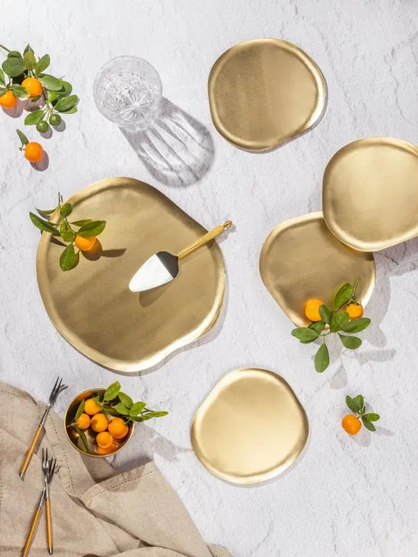 Hand Beaten Brass Serving Tray - Easy to Clean