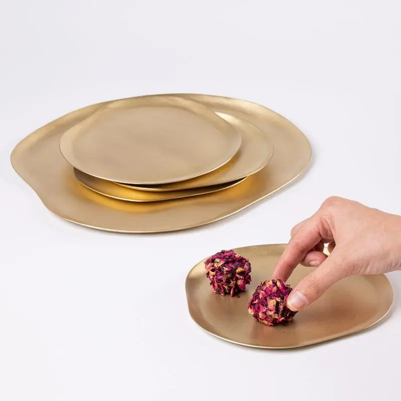 Hand Beaten Brass Serving Tray - Easy to Clean