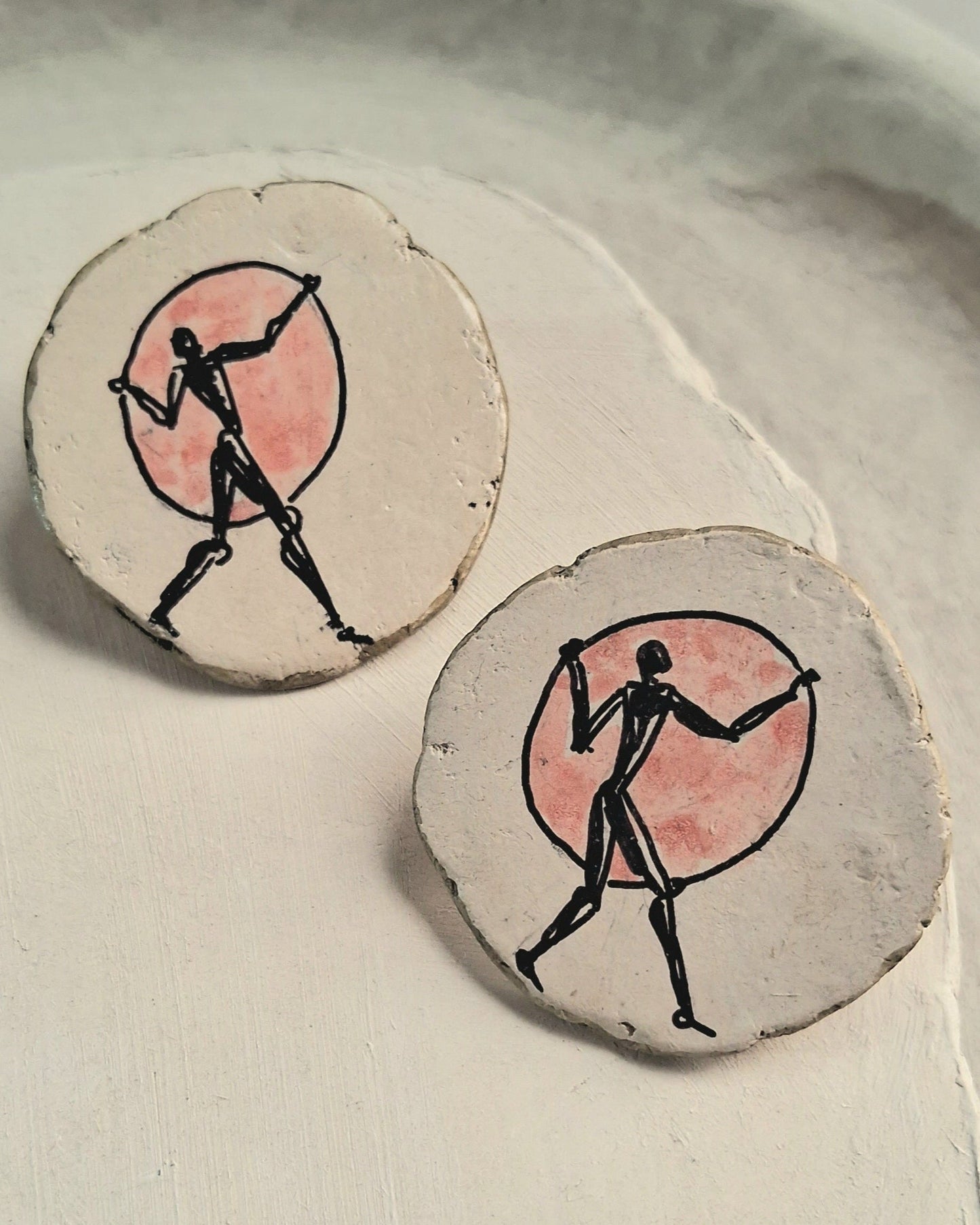Hand-Painted Papier-Mâché Stud Earrings