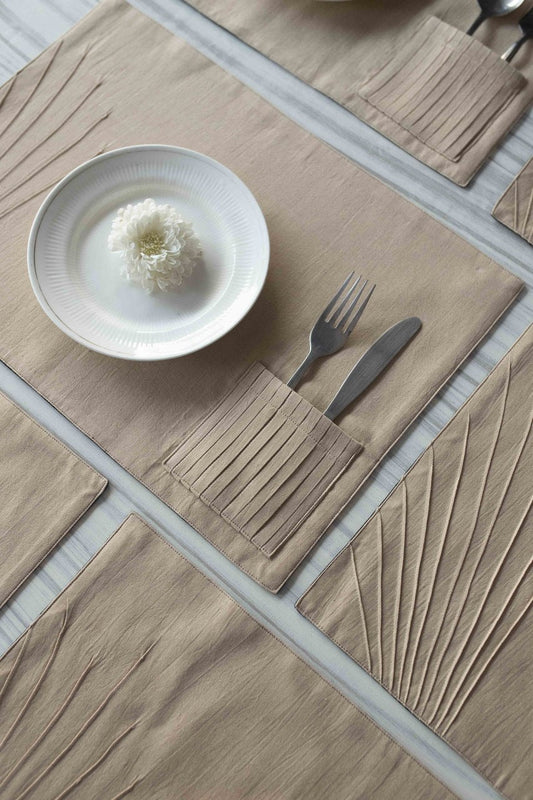 Plexure Cotton Table Placemat With Cutlery Pocket - Set Of 2