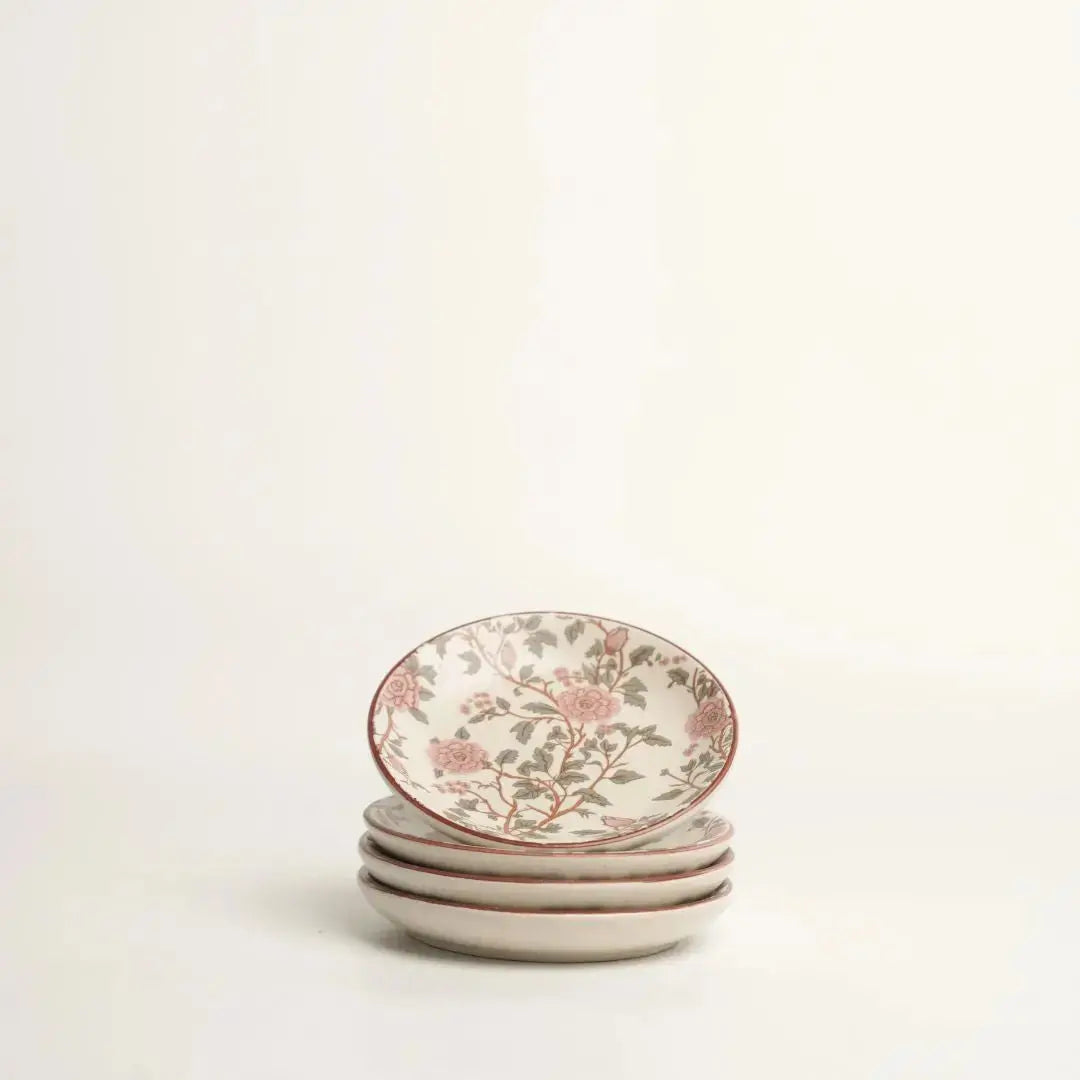 Handcrafted Stoneware Serving Plate - Floral Peony Print