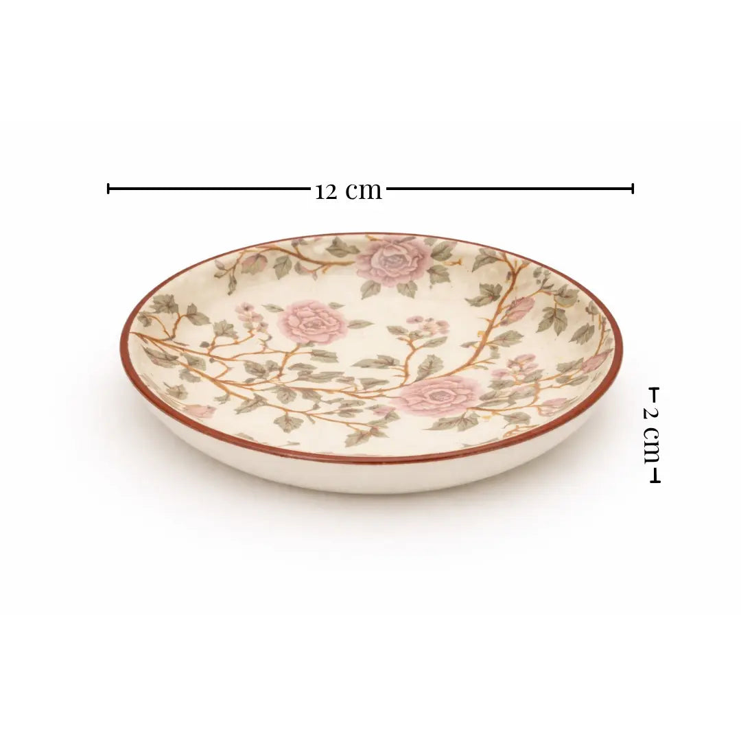 Handcrafted Stoneware Serving Plate - Floral Peony Print