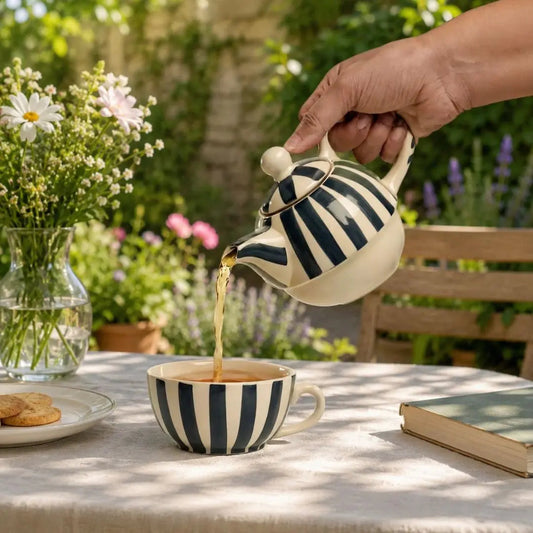Stoneware Teal & White Mug Set - Temperature Retention