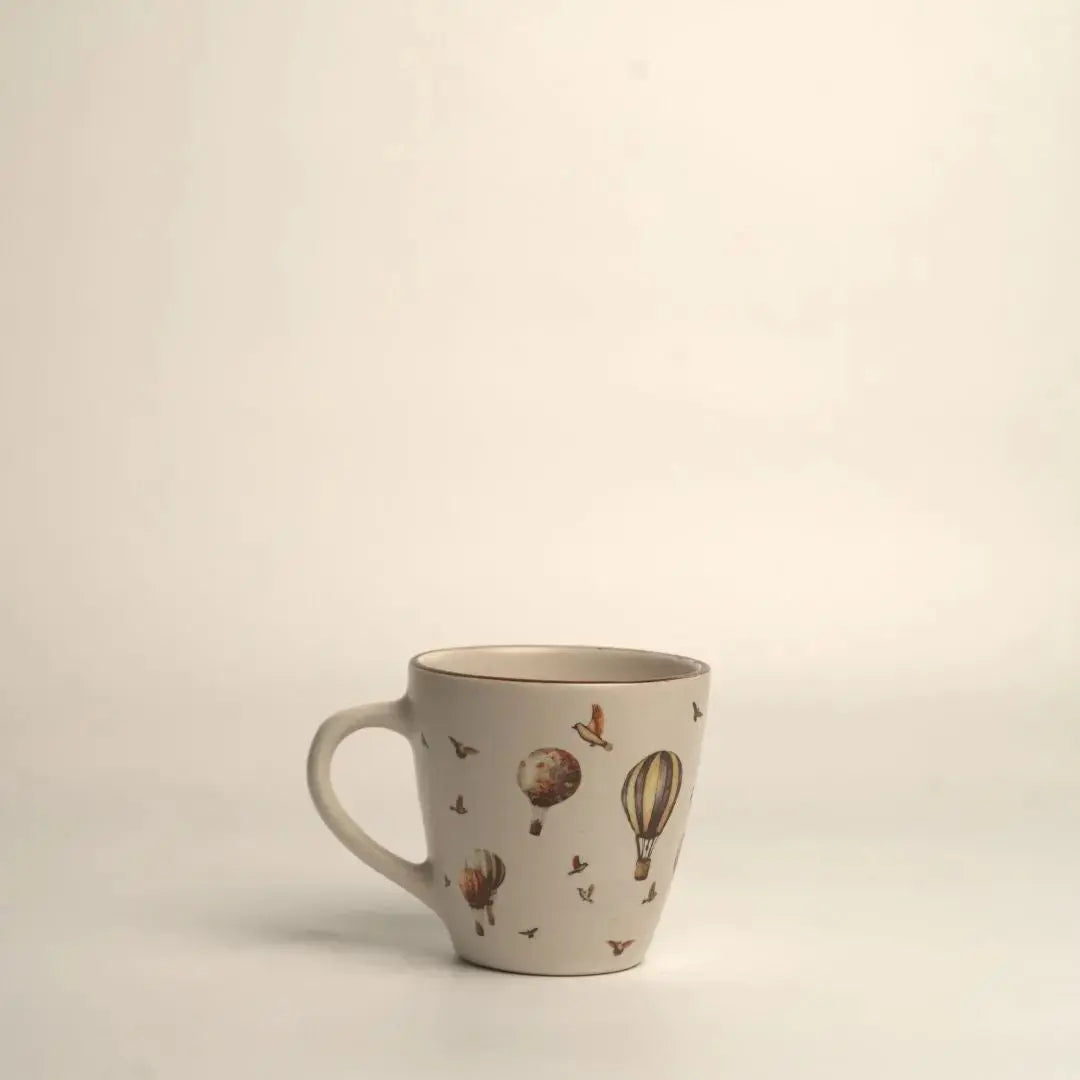 Handcrafted Stoneware Coffee Mug - Hot Air Balloon Pattern