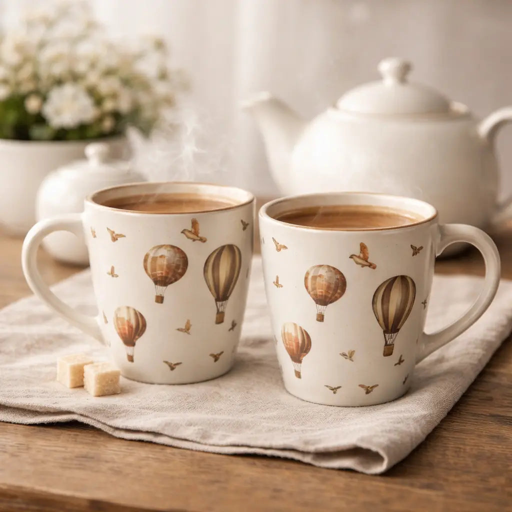 Ceramic Hot Air Balloon Mug - Set of 2