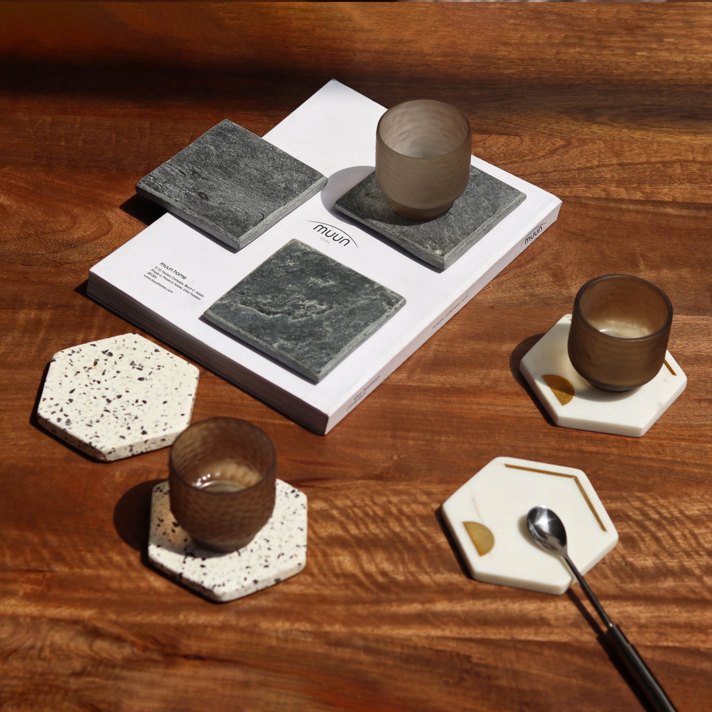 Chiseled Slate Coasters - 10x10cm, Set of 4