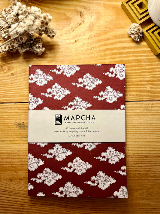 TRINPA | Tibetan Cloud Notebook – Red A5 (ruled)