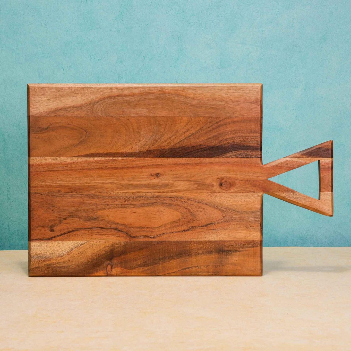 Acacia Wood Chopping Board – Kitchen Prep Board – Triangular Handle Design – 56x36x1.5 cm
