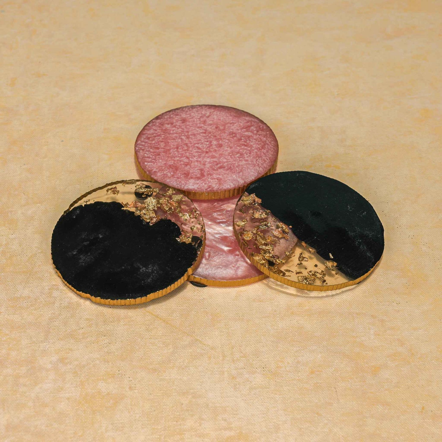 Midnight Gold Resin Coasters – Coaster Set – Gold Flake Resin – Set of 4