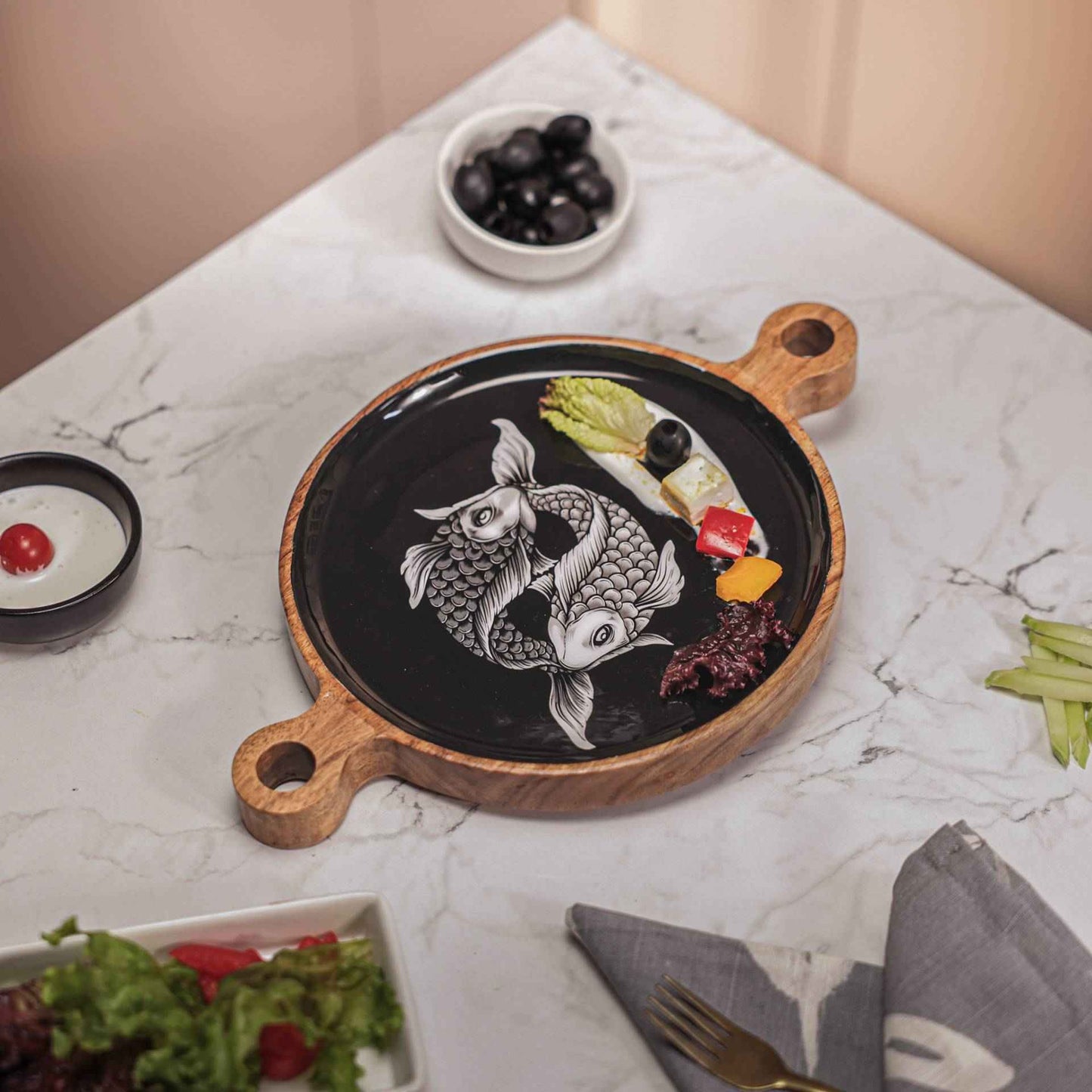 Fintastic Serving Board – Acacia Wood Platter – Handcrafted Fish Design – 30x20cm