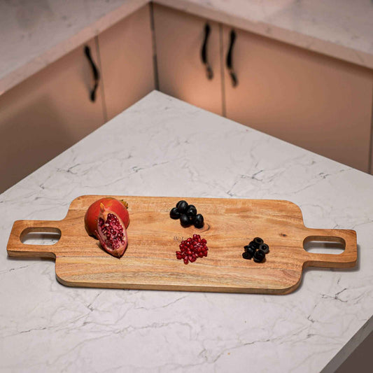 Acacia Wood Chopping Board – Double Handle Cutting & Serving Board – 43x20x1.5cm