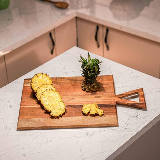 Acacia Wood Chopping Board – Kitchen Prep Board – Triangular Handle Design – 56x36x1.5 cm