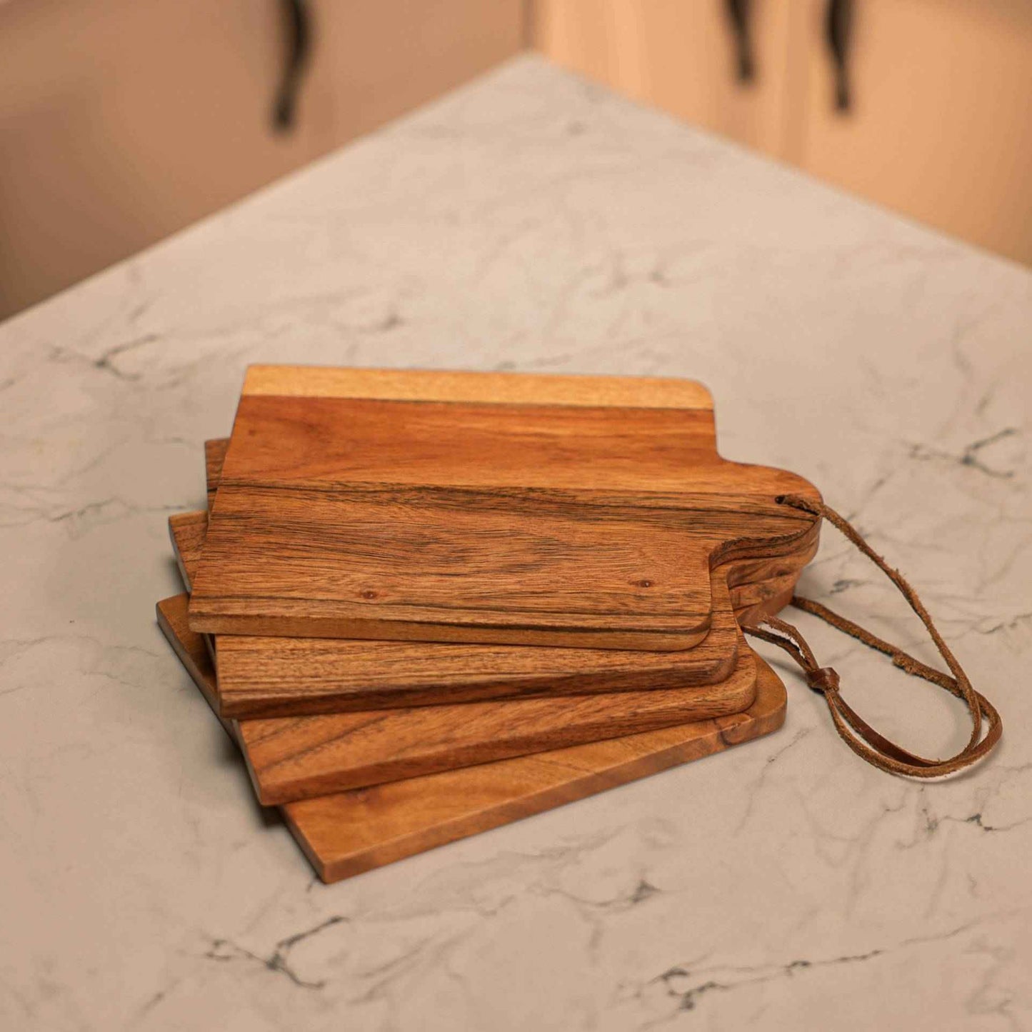 Earthstone Serving Board – Acacia Wood Serving Boards – Handcrafted – Set of 4